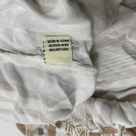 Sim Sam Blouse Women Size L Vneck Stripe Beige Button Hippie Relax Loose Comfy - Picture 9 of 10